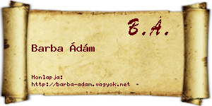 Barba Ádám névjegykártya
